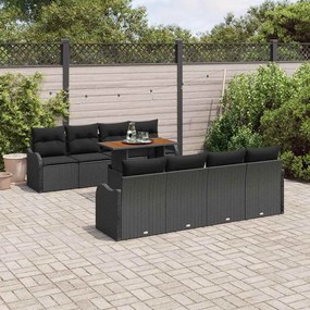 vidaXL Σετ Καναπέ Κήπου με αποθήκευση 9 pcs Μαύρο Πολυ ράταν