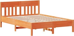 vidaXL Σκελετός Κρεβ. Χωρίς Στρώμα Καφέ Κεριού 135x190 εκ Μασίφ Πεύκο