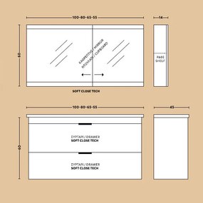 One Project Nike A 100  MDF - Πάγκος με Νιπτήρα &amp; Καθρέπτη