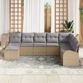 vidaXL Σετ Καναπέ Κήπου 8 pcs Μπεζ, ανοιχτό γκρι Πολυ ράταν