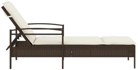 vidaXL Ξαπλώστρα Καφέ 63x200x81 εκ. από Συνθετικό Ρατάν με Μαξιλάρι