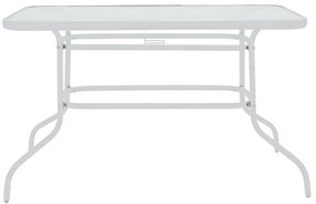Τραπέζι Ensure μέταλλο λευκό-γυαλί 120x70x70εκ
