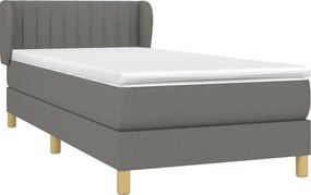 vidaXL Κρεβάτι Boxspring με Στρώμα Σκούρο Γκρι 90x200 εκ. Υφασμάτινο