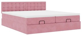 vidaXL Οθωμανικό κρεβάτι με στρώματα ροζ 180x200cm Velvet