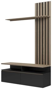 Σύνθετο σαλονιού Perlento σε μαύρο με sonoma απόχρωση 140x41x219.5εκ 140x41x219.5 εκ.