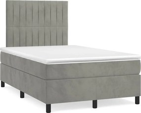 vidaXL Κρεβάτι Boxspring με Στρώμα &amp; LED Αν.Γκρι 120x190εκ. Βελούδινο