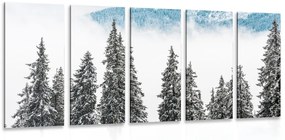 5 μερών εικόνα χιονισμένα πεύκα - 100x50