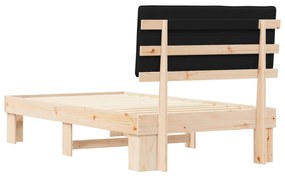 vidaXL Σκελετός Κρεβατιού με Επενδεδυμένο Κεφαλάρι Μαύρο 100 x 200 cm