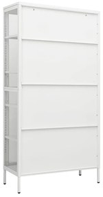 Ντουλάπα Βιτρίνας Λευκή 90 x 40 x 180 εκ. Ατσάλι / Ψημένο Γυαλί - Λευκό