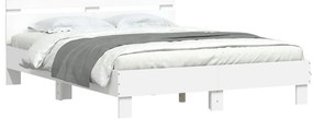 vidaXL Πλαίσιο Κρεβατιού με Κεφαλάρι/LED Λευκό 150 x 200 εκ