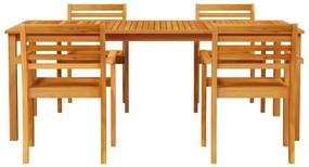 vidaXL Σέτ φαγητού για κήπο 7 pcs Καφέ Στερεό Ξύλο Ακακίας
