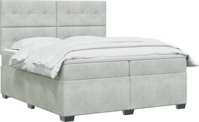 vidaXL Κρεβάτι box spring με στρώμα Ανοιχτό γκρι 200 x 200 cm Βελούδο