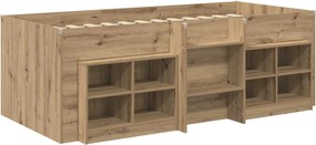 vidaXL Κρεβάτι σοφίτας με ντουλάπι με ράφι 3 τμχ. Artisan Δρυς