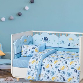 Σεντόνια Βρεφικά 4935 (Σετ 3τμχ) Blue Das Home Cradle 130x170cm 100% Βαμβάκι