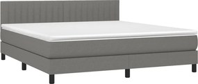 vidaXL Κρεβάτι Boxspring με Στρώμα Σκούρο Γκρι 180x200 εκ Υφασμάτιν
