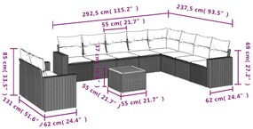vidaXL Σαλόνι Κήπου Σετ 11 τεμ. Μπεζ Συνθετικό Ρατάν με Μαξιλάρια