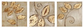 CANVAS PAINTING TRIPTYCH GOLDEN LEAVES  90Χ3Χ30cm.