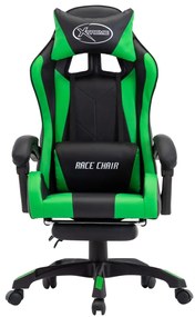vidaXL Καρέκλα Racing με Υποπόδιο Πράσινη/Μαύρη από Συνθετικό Δέρμα