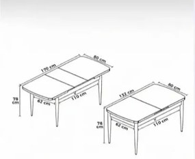 Stewehome Μοντέρνο τραπέζι από MDF επεκτεινόμενο ΜΑΡΜΑΡΟ ΜΕ ΜΑΥΡΟ ΣΧΕΔΙΟ