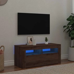 vidaXL Έπιπλο Τηλεόρασης με LED Αρτισιανή Δρυς 90x35x40 εκ Επεξ.Ξύλο