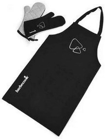 Ποδιά Βαμβακερή Και Γάντια (Σετ 3Τμχ) 223.0802.000 Black Barbecook 100% Cotton