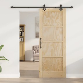 vidaXL Συρόμενη Πόρτα με Σετ Εξαρτημάτων 78x202 εκ. Μασίφ Ξύλο Πεύκου