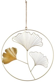 Κρεμάστρα Στρογγυλό Ginkgo Motif Μεταλλικό Χρυσό Χρώμα 34X0X49Cm 34X0X49Cm