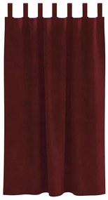 vidaXL Κουρτίνες με κουρτίνες 2 pcs Μπορντό 140 x 175 cm Βελούδο