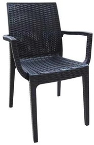 Πολυθρόνα DAFNE Πλαστική Ανθρακί (Rattan Look) 54x55x85cm