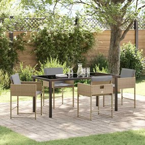 vidaXL Σέτ φαγητού για κήπο 5 pcs Μπεζ συνθετικό ρατάν