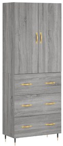 vidaXL Ντουλάπι Γκρι Sonoma 69,5 x 34 x 180 εκ. Επεξεργασμένο Ξύλο