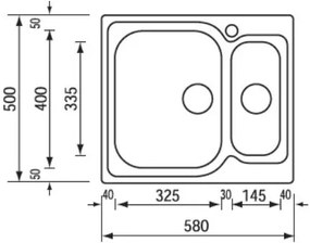 Νεροχύτης Sanitec Matico 2VD 2VS-αριστερό