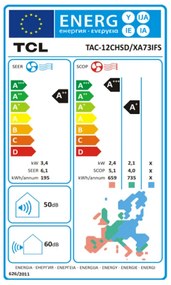 Κλιματιστικό Inverter TCL Elite TAC-12CHSD/XA73IFS, 12000 BTU, A++/A+++, WiFi, HEPA + Φίλτρο άνθρακα, Αυτοδιάγνωση, Λευκό