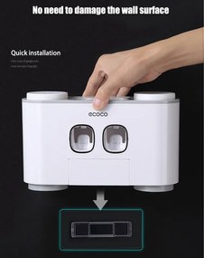 ECOCO Διανεμητής οδοντόκρεμας με βάσεις οδοντόβουρτσας και ποτήρια E1802