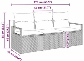 vidaXL Σετ Καναπέ Κήπου 3 Τεμαχίων με Μαξιλάρια Μπεζ από Πολυ Ράτταν