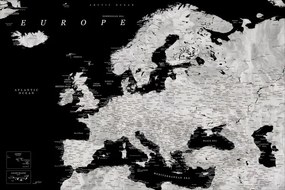 Αφίσα Blursbyai - Black and grey Europe map