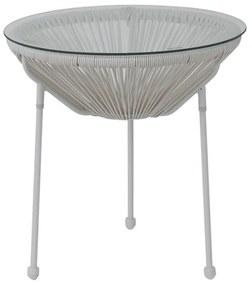ACAPULCO Τραπεζάκι Μέταλλο Βαφή Άσπρο, Rattan Άσπρο  Φ50cm H.50cm [-Άσπρο-] [-Wicker-, -Μέταλλο-] Ε246,Α1