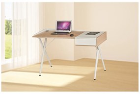 Γραφείο εργασίας σε χρώμα λευκό-δρυς 125x60x79