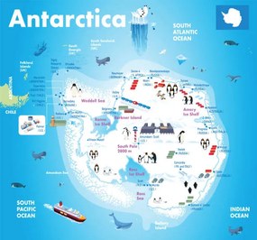 Εικονογράφηση Cartoon Map of Antarctica, drmakkoy