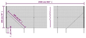Συρματόπλεγμα Περίφραξης Ανθρακί 2 x 25 μ. με Καρφωτές Βάσεις - Ανθρακί