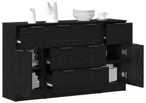 vidaXL Πλαϊνό γραφείο με συρτάρι 3 pcs Μαύρη δρυς 121 x 30 x 70 εκ