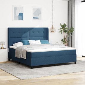 vidaXL Κρεβάτι Box Spring με Στρώμα Μπλε 180x200 εκ. Υφάσματος