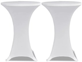 Κάλυμμα Τραπεζιού Stretch 2 τεμ. Λευκό Ø 80 εκ.