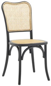 Καρέκλα στοιβαζόμενη Zozele pakoworld φυσικό rattan pe-μαύρο toon wood 45x51x88εκ