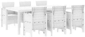 vidaXL Σέτ φαγητού για κήπο 7 pcs Λευκό Rattan Polt