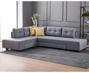 Πολυμορφικός καναπές-κρεβάτι δεξιά γωνία PWF-0156 με ύφασμα ανθρακί 206x282x85εκ - Ύφασμα - 071-000329