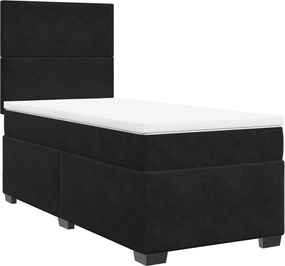 vidaXL Κρεβάτι Boxspring με Στρώμα Μαύρο 90x190 εκ. Βελούδινο