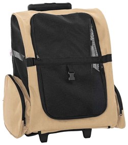 vidaXL Καρότσι Κατοικίδιων 3 σε 1 Σχεδιασμός Άμμος 48x32x(57-106) εκ. Ύφασμα Oxford