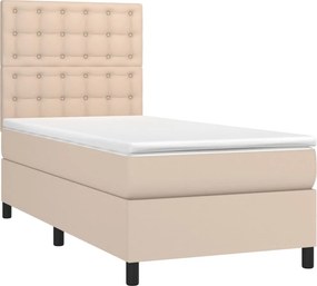 vidaXL Κρεβάτι Boxspring με Στρώμα Καπουτσίνο 80x200 εκ. Συνθ. Δέρμα