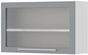 Ντουλάπι κρεμαστό Hudson V5-90-1KSP με βιτρίνα-Λευκό - Γκρι - 90.00Χ32.00Χ55.00cm